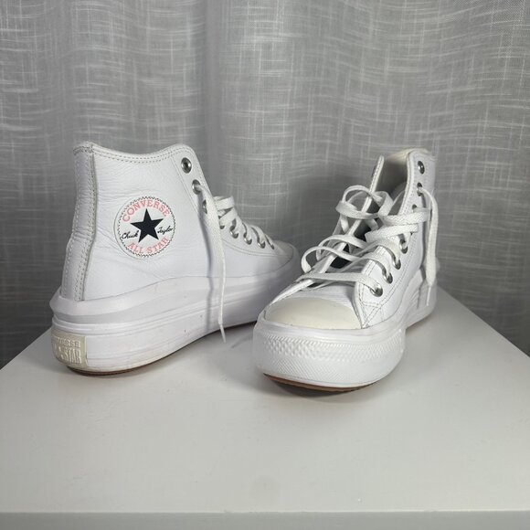 Converse Chuck Taylor All Star Move Leather Platform High-Top Sneakers White 8 - Picture 15 of 15